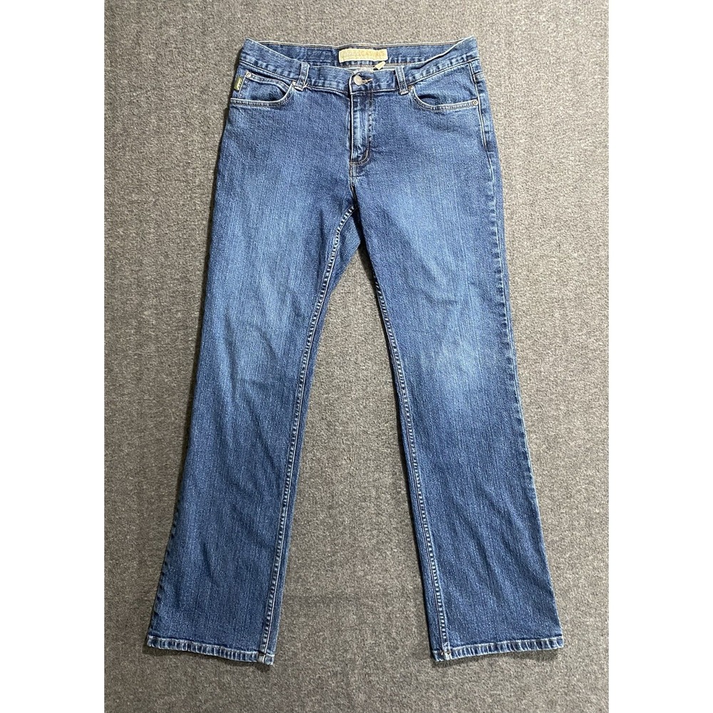 Cabela's Jeans Women's straight Light Wash Thick Stitch Outdoors Size 12 Tall